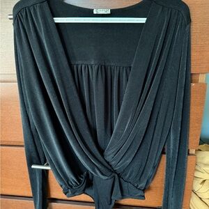 Free People Black Long Sleeve Bodysuit